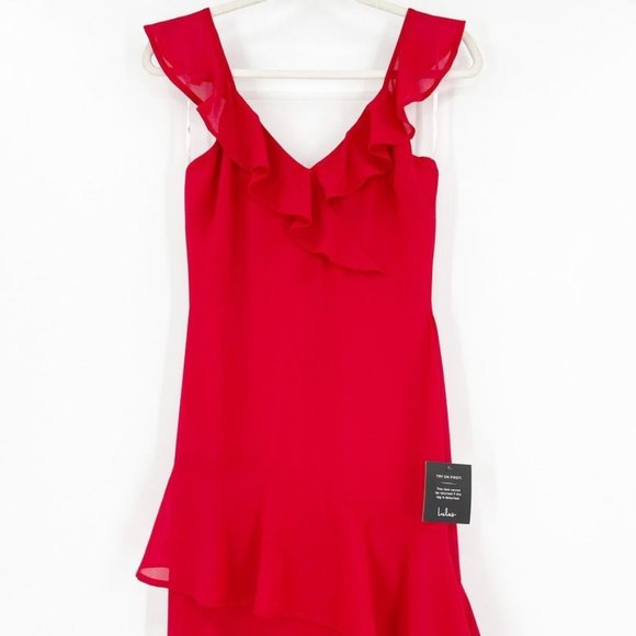 New Lulu's Small Calle Red Ruffled Sleeveless Maxi Dress Sexy Party Cocktail - Picture 3 of 11
